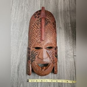 Vintage African tribal handcarved wooden mask decor